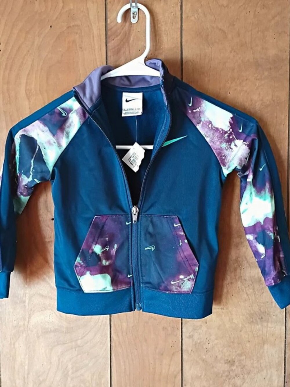 Nike Toddler Girls Full Zip Jacket Size 3T Blue Purple Swoosh Print NWT